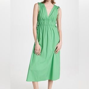 NWT🌿RAILS Organic Cotton Blend Tie-Detail Midi Green Dress